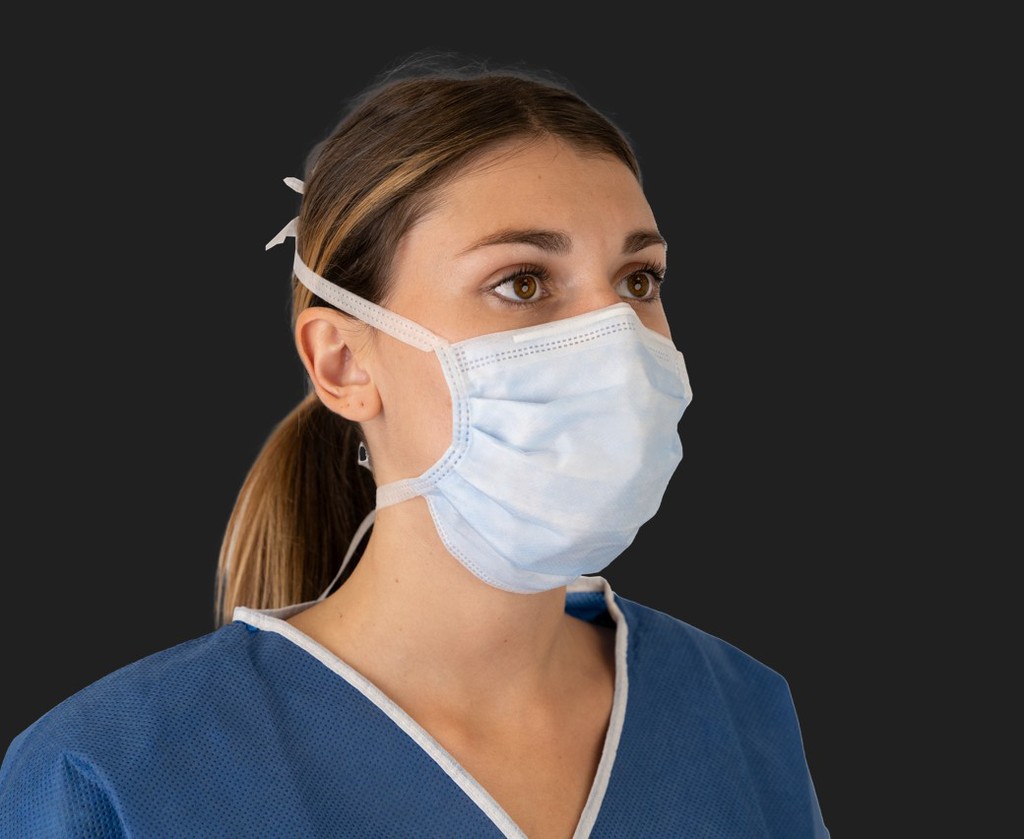 Masque chirurgical à lanières - M34101-30 - Kolmi - bleu - lot de 6 boites de 50 masques
