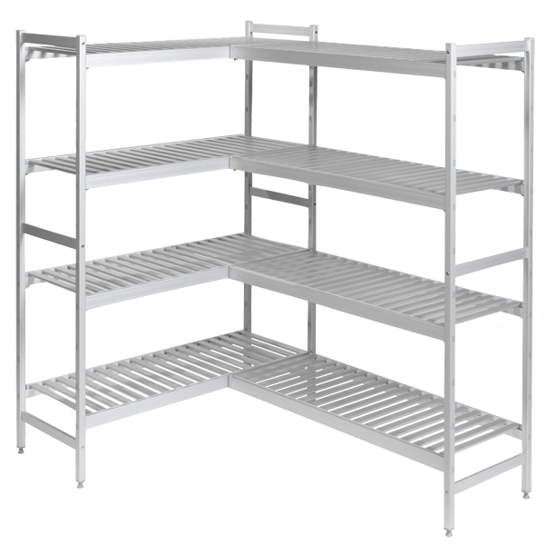 Rayonnage à clayettes - élément suivant - Fermod 6811 - 4 tablettes - l. 960 x h. 1800 x pr. 460 mm - Duralinox