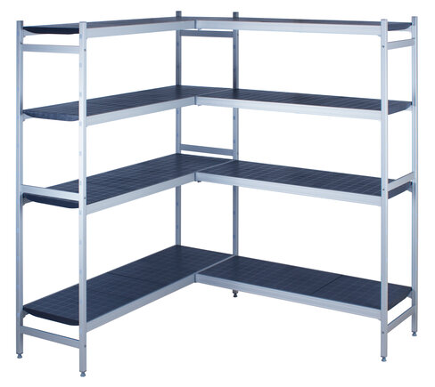 Rayonnage à clayettes - élément suivant - Fermod 6622 - 4 tablettes - l. 960 x h. 2100 x pr. 460 mm - polymère plein