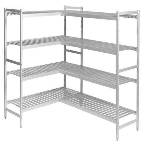Rayonnage à clayettes - élément suivant - Fermod 6811 - 4 tablettes - l. 1320 x h. 1800 x pr. 560 mm - Duralinox
