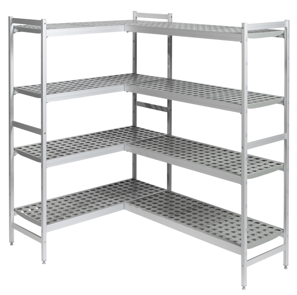 Rayonnage à clayettes Fermod 6611 - élément départ - 4 tablettes - l. 900 x h. 2100 x pr. 560 mm - polymère ajouré