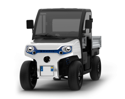 Véhicule utilitaire électrique Goupil G2 - 5,8 kWh Plomb Non homologué route - 2 CV - 30 km/h - Blanc -pare-brise cha