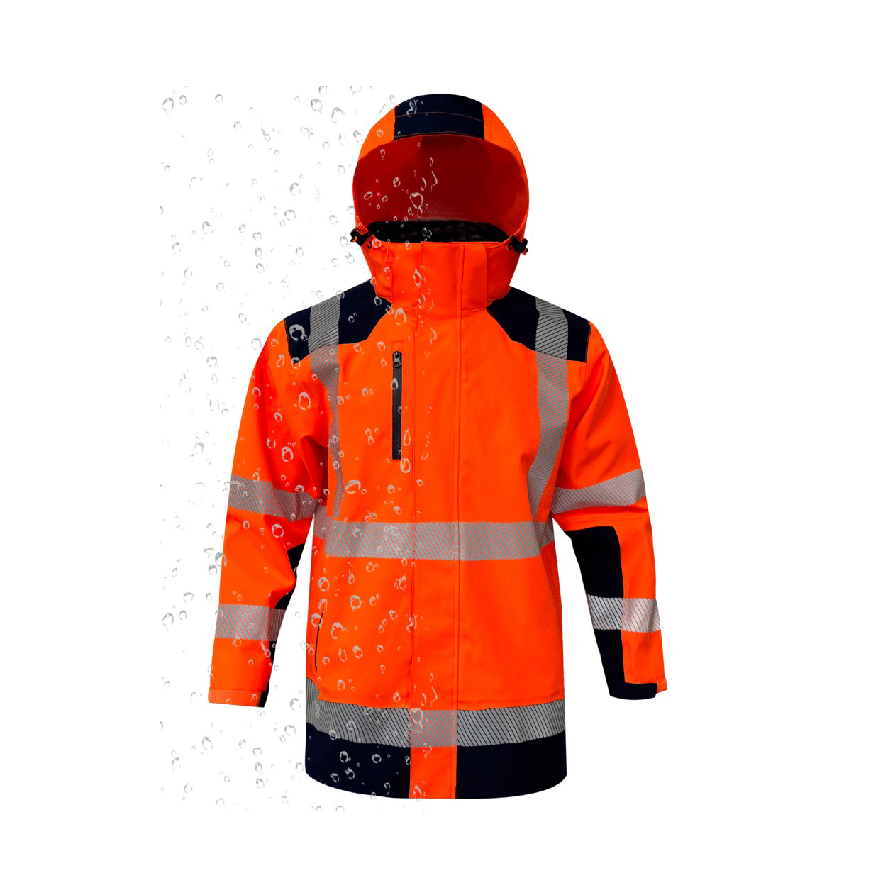 Veste de pluie haute visibilité - Lima - France Sécurité - orange fluo/marine - taille au choix