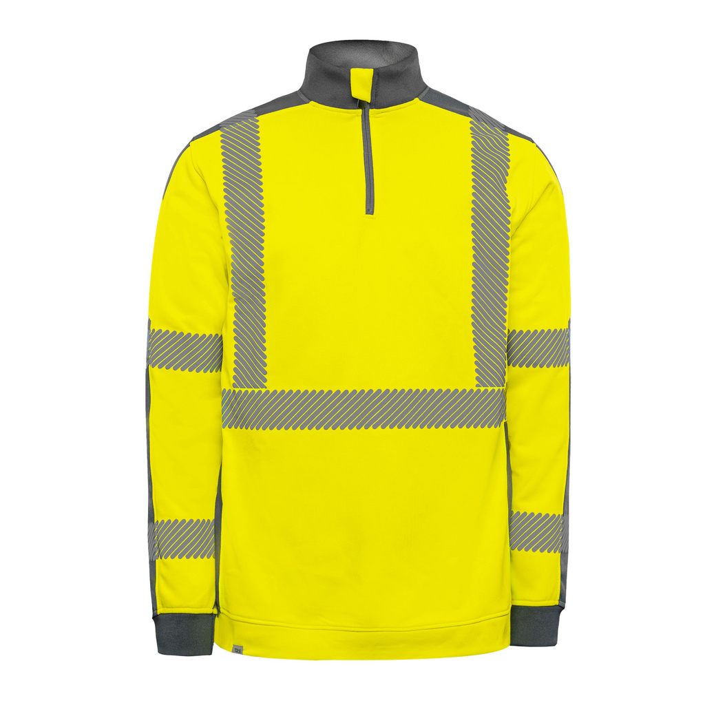 Sweat-shirt haute visibilité Darwin Recycle - T2S - jaune fluo/gris - taille S