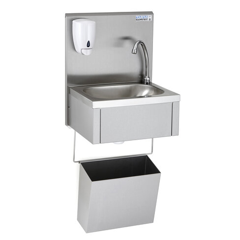 Lave mains mural GC avec dosseret commande fémorale H540 + savon + corbeille