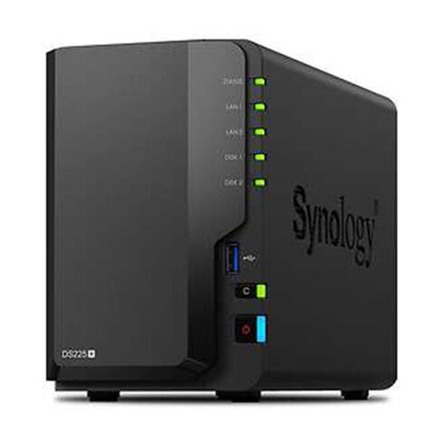Solution NAS DS225+ en 2 baies tour livrée paramétrée et testée avec 2 disques durs de 8To Synology