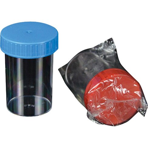 Flacon 60 ml stérile PS avec couvercle rouge x 400