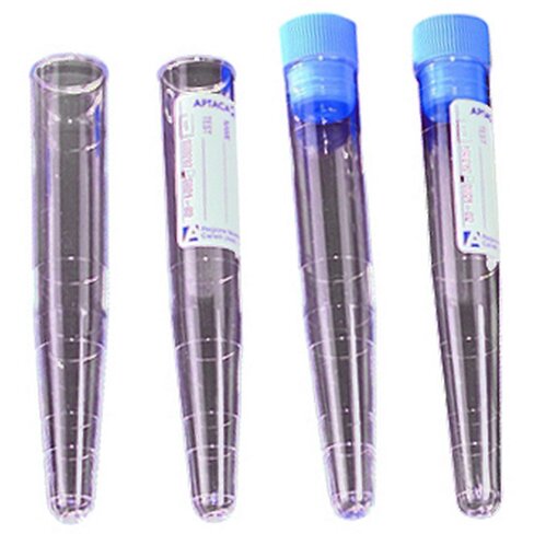 Tube conique stérile gradué en PS 10 ml capuchon rouge avec étiquette - en vrac x 250