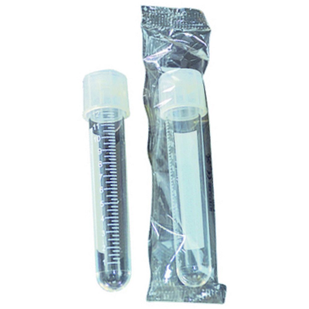 Tube gradué stérile PS capuchon 2 positions 15 ml emballage individuel x 1000