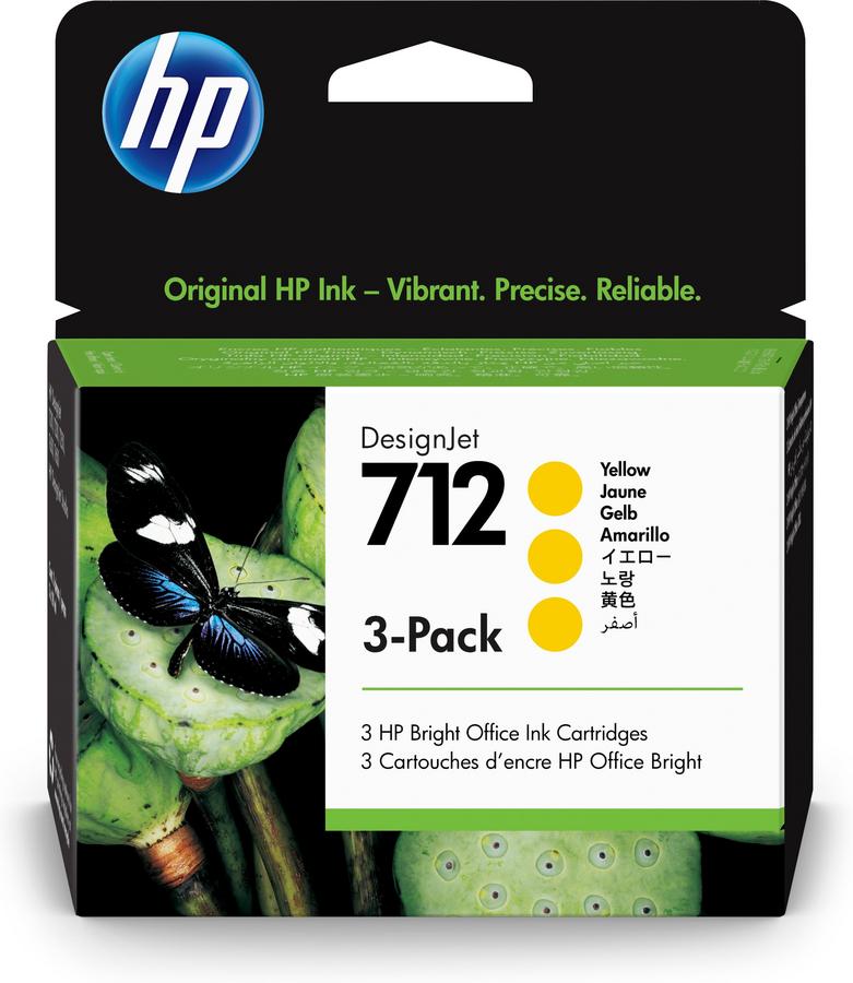 Cartouche d'encre HP 712 - 3ED79A - yellow - lot de 3