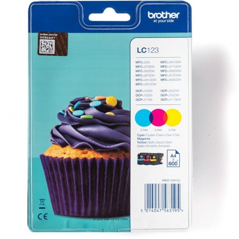 Cartouche d'encre Brother LC123RBWBP - 3 couleurs - le pack