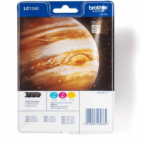 Cartouche d'encre Brother LC1240RBWBP - 3 couleurs - le pack