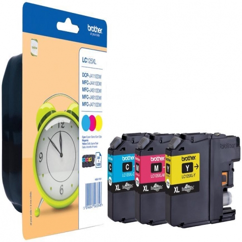 Cartouche d'encre Brother LC125XLRBWBP - 3 couleurs - le pack