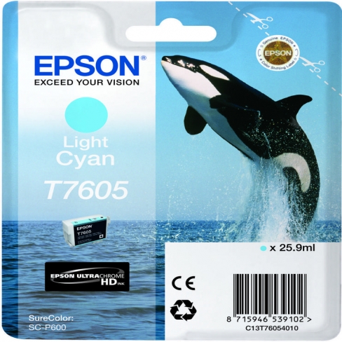 Cartouche d'encre Epson Orque T7605 - C13T76054010 - cyan clair - l'unité