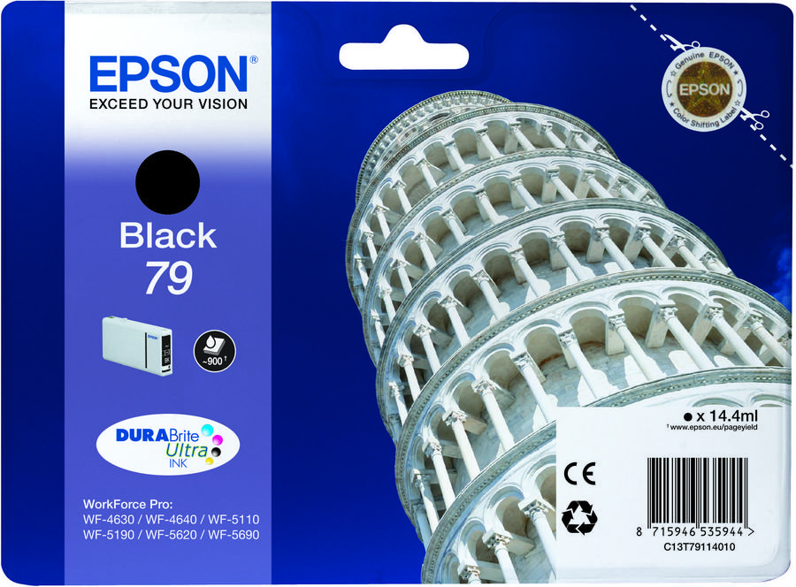 Cartouche d'encre Epson 79 Tour de Pise T7911 - noir - l'unité