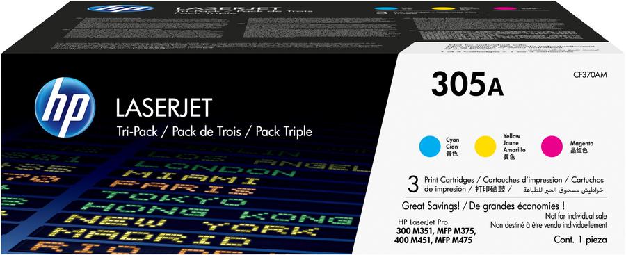 Toner laser HP 305A CF370AM - 3 couleurs - le pack