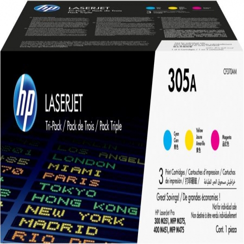 Toner laser HP 305A CF370AM - 3 couleurs - le pack