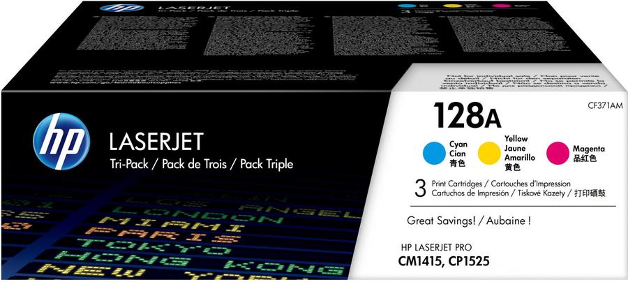 Toner laser 128A HP CF371AM - 3 couleurs - le pack