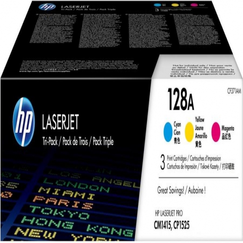 Toner laser 128A HP CF371AM - 3 couleurs - le pack