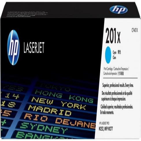 Toner laser grande capacité HP 201X-CF401X - cyan - l'unité