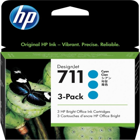Cartouche d'encre HP 711 - CZ134A - cyan - lot de 3