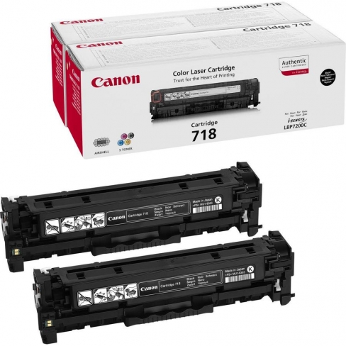 Toner laser Canon 718BK VP - 2662B005 - noir - lot de 2