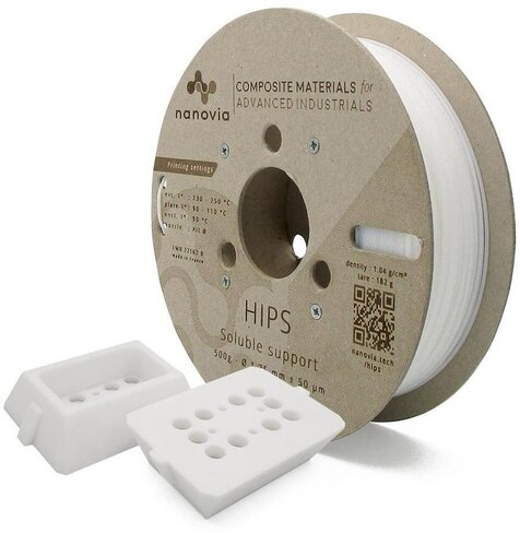 Filament 3 D HIPS Nanovia - 2,85 mm - blanc - 2 kg - l'unité