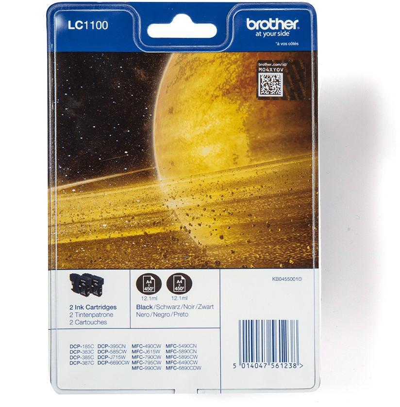 Cartouche d'encre Brother LC1100BKBP2 - noir - lot de 2
