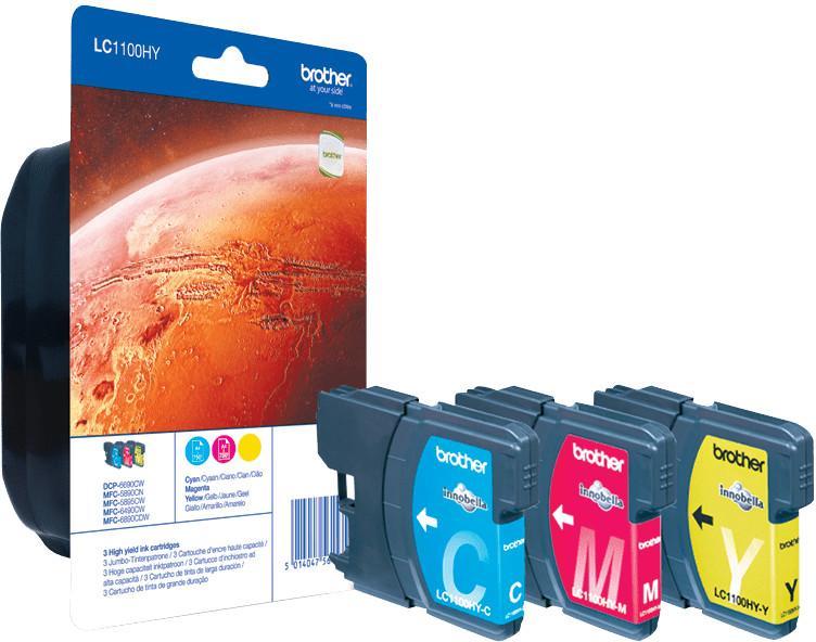 Cartouche d'encre Brother LC1100HYRBWBP - 3 couleurs - le pack