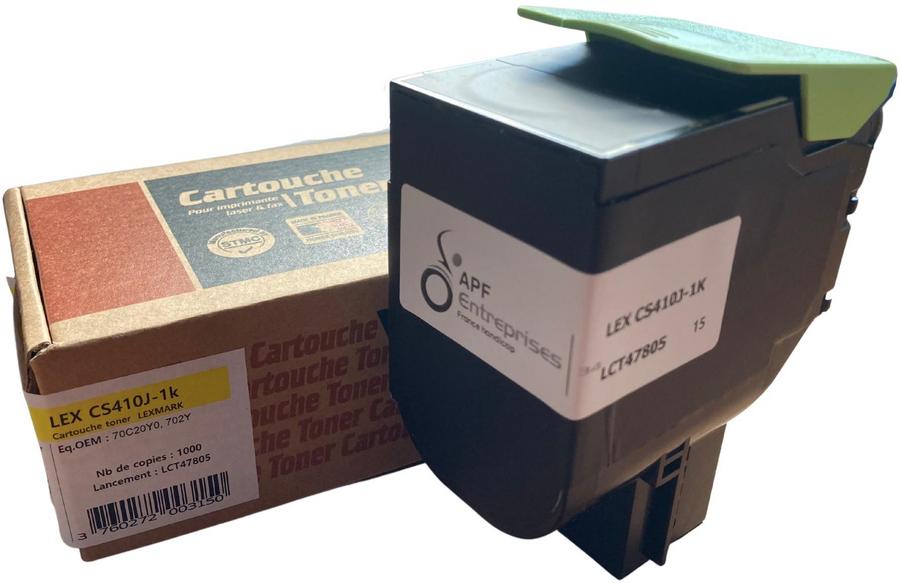 Cartouche compatible remanufacturé Lexmark 70C20Y0 Jaune - l'unité