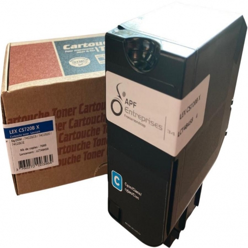 Toner compatible remanufacturé Lexmark 74C2SC0 Cyan - l'unité