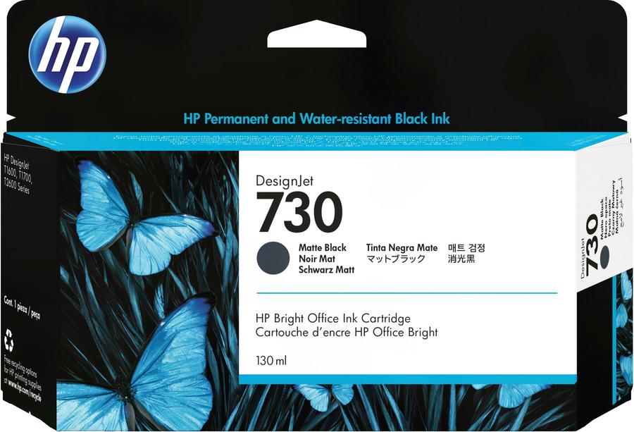 Cartouche d'encre HP 730 P2V65A - noir mat - l'unité