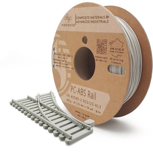 Filament 3 D PC-ABS Rail Nanovia - 2,85 mm - gris - 2 kg - l'unité