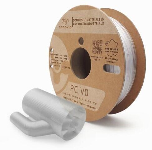Filament 3 D PC V0 Nanovia - 1,75 mm - translucide - 2 kg - l'unité