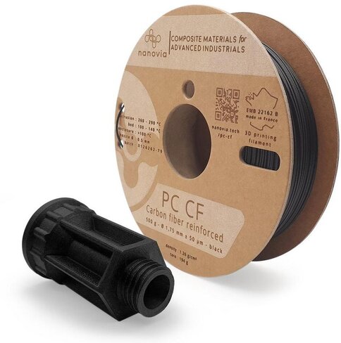 Filament 3 D PC CF Nanovia - 1,75 mm - noir - 0,500 kg - l'unité