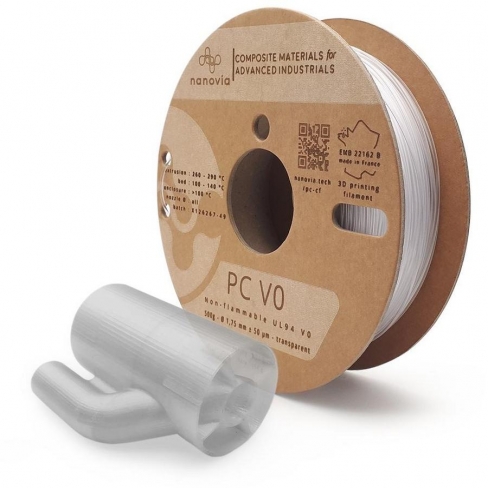 Filament 3 D PC V0 Nanovia - 1,75 mm - translucide - 0,500 kg - l'unité