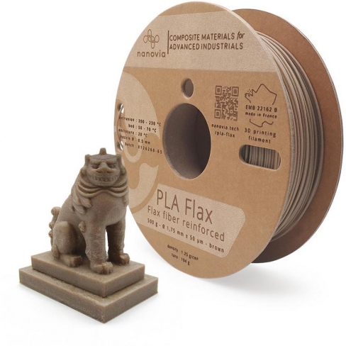 Filament 3 D PLA Flax Nanovia - 1,75 mm - marron - 2 kg - l'unité