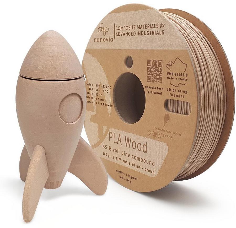 Filament 3 D PLA Wood Nanovia - 2,85 mm - marron - 2 kg - l'unité
