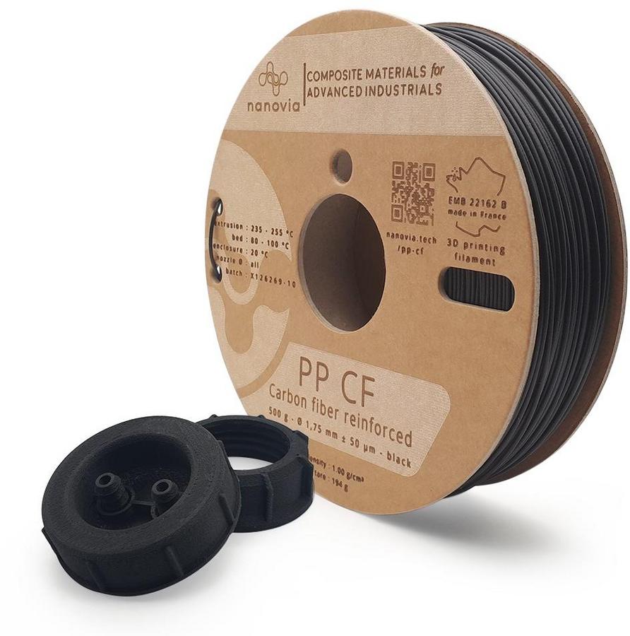 Filament 3 D PP CF Nanovia - 1,75 mm - noir - 2 kg - l'unité