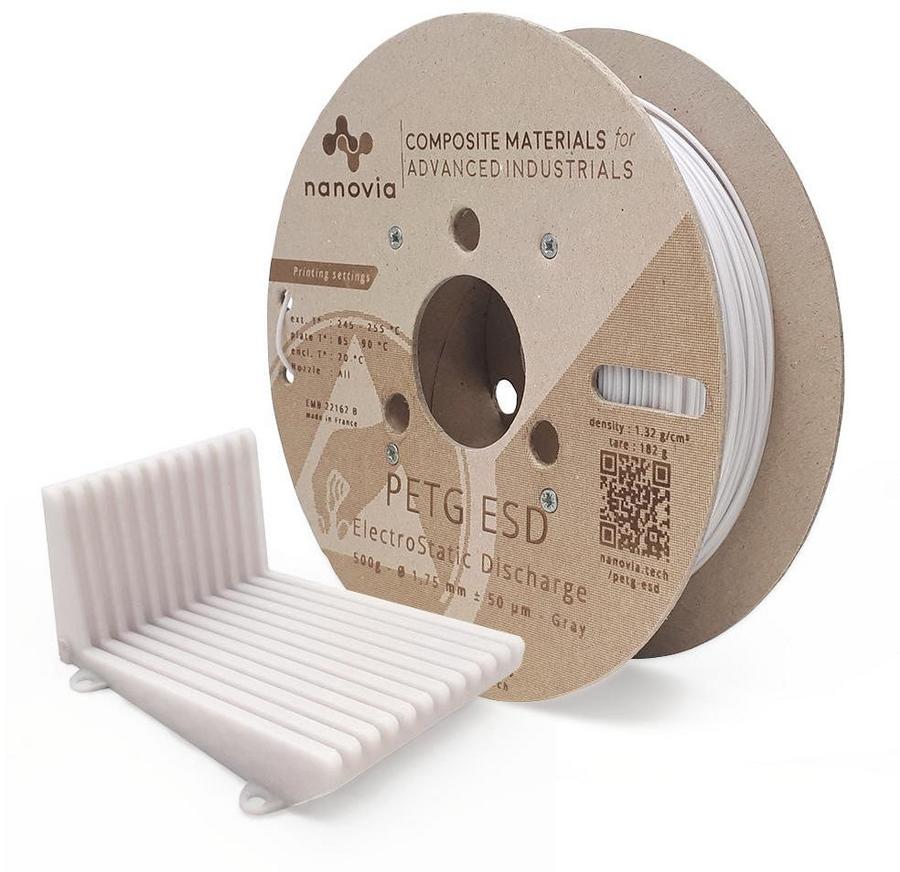 Filament 3 D PETG ESD Nanovia - 1,75 mm - blanc - 2 kg - l'unité