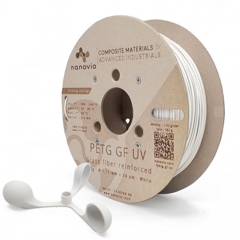 Filament 3 D PETG GF UV Nanovia - 2,85 mm - blanc - 2 kg - l'unité