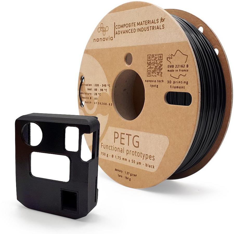 Filament 3 D PETG Nanovia - 1,75 mm - noir - 0,750 kg - l'unité