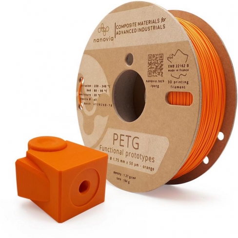 Filament 3 D PETG Nanovia - 1,75 mm - orange - 2 kg - l'unité