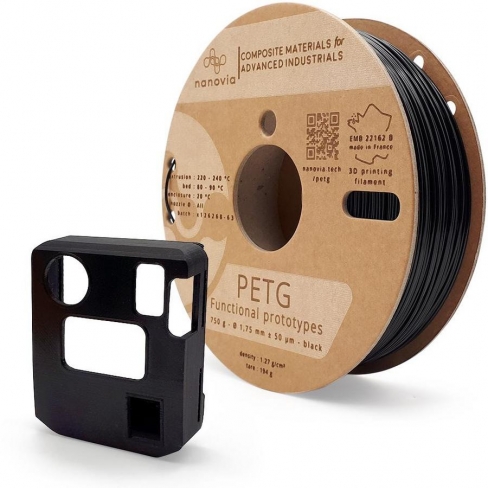 Filament 3 D PETG Nanovia - 1,75 mm - noir - 8 kg - l'unité