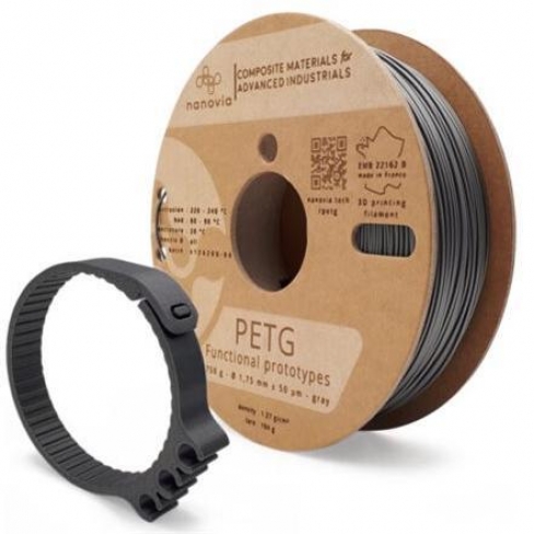 Filament 3 D PETG Nanovia - 2,85 mm - gris - 0,750 kg - l'unité