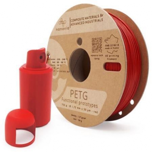 Filament 3 D PETG Nanovia - 2,85 mm - rouge - 2 kg - l'unité