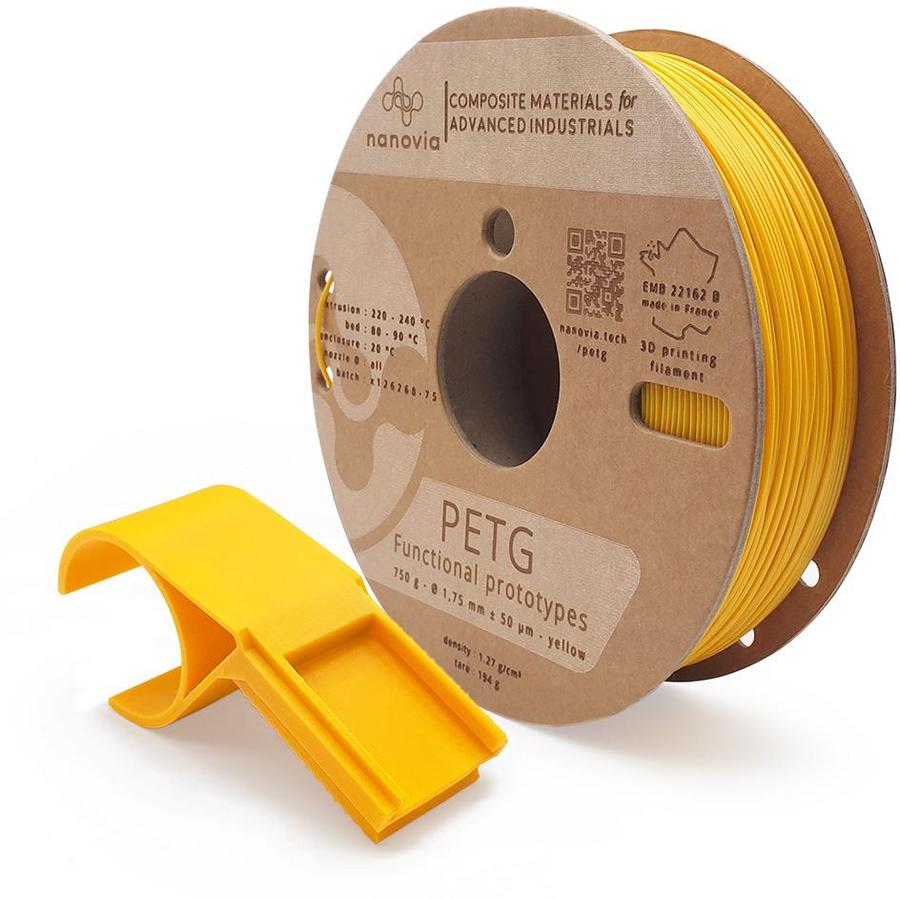 Filament 3 D PETG Nanovia - 2,85 mm - jaune - 2 kg - l'unité