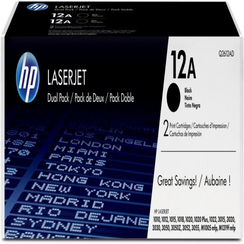 Toner laser 12A HP Q2612AD - noir - lot de 2