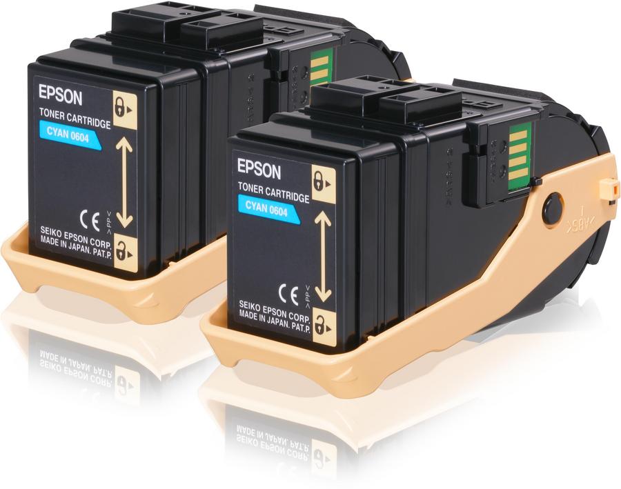Toner laser Epson S050608 - cyan - lot de 2