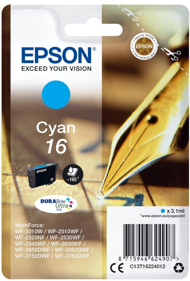Cartouche d'encre Epson Stylo à plume C13T16224012 - Durabrite - cyan - l'unité